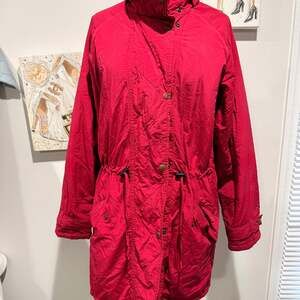 1980s LL Bean Red Nylon Jacket: Retro Unisex Snowboard Raincoat (size Small) - ,